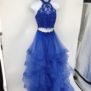 Ed Young royal blue 2 piece formal gown